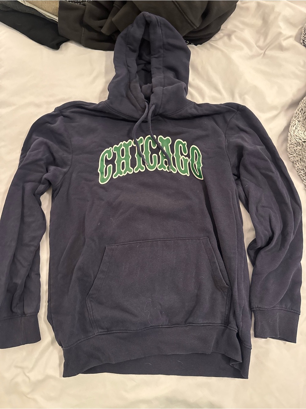 Navy 'CHICAGO' Pullover Hoodie with Green Lettering H&M